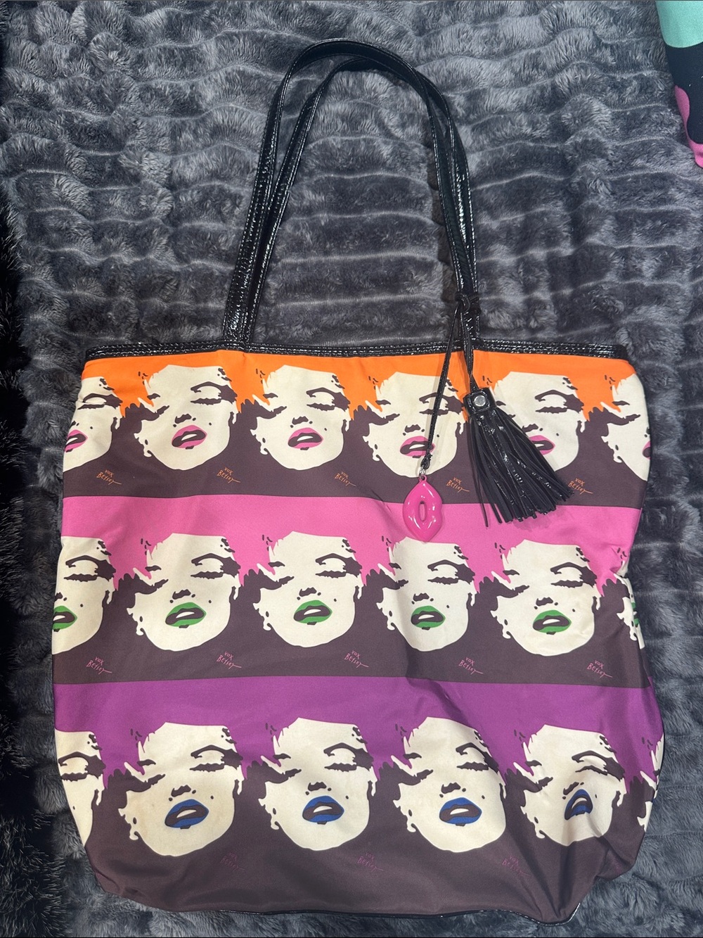 Betsey Johnson Colorful Pop Art Tote Bag Marylin Monroe *rare.